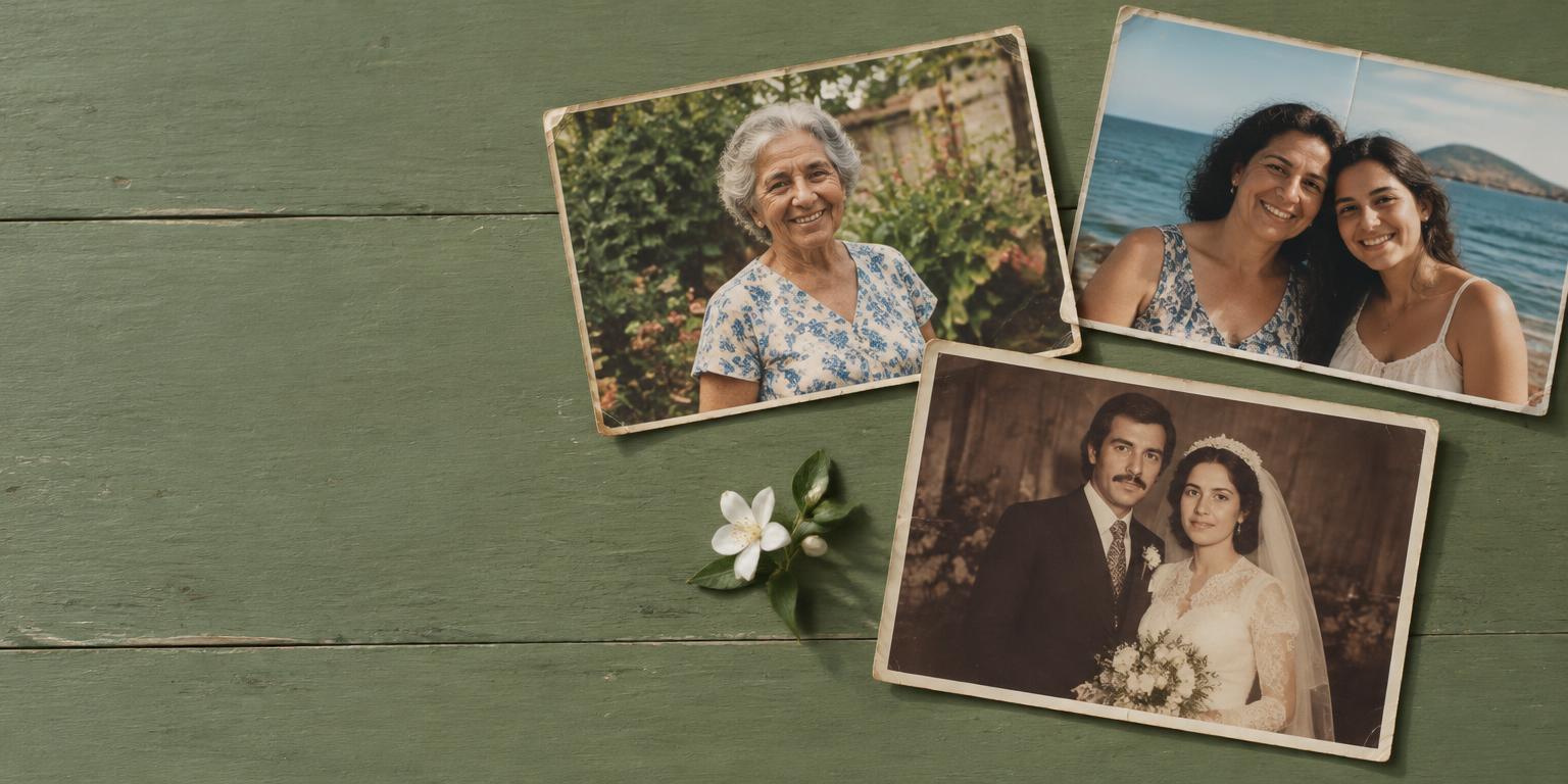 Fotografias ilustrativas de diferentes gerações de uma família